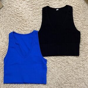 Black and blue tank tops